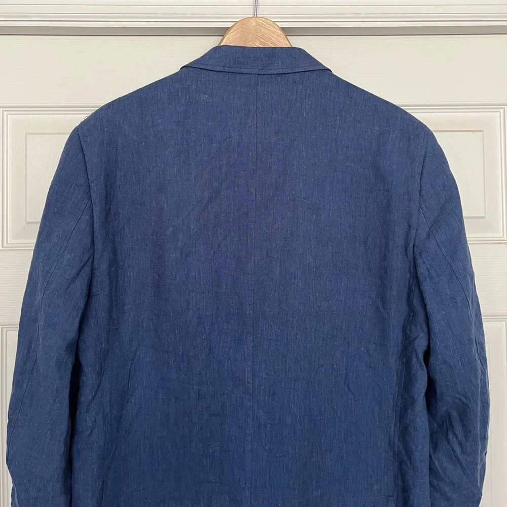 {Alan Flusser} Linen Blend Sport Coat in Blue - Mens Medium - Picture 6 of 10